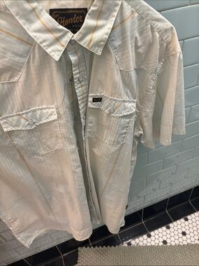 Howler Brothers Light Cream Button-Down Shirt with Yellow Stripe